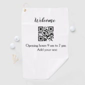 Serviette De Golf Simple ouverture de bienvenue code barre QR ajoute (En situation)