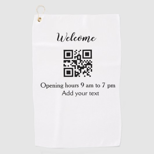 Serviette De Golf Simple ouverture de bienvenue code barre QR ajoute (Devant)