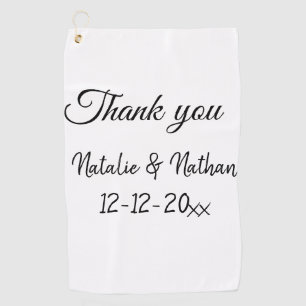 Serviette De Golf Simple remerciement minimal couple nom texte date