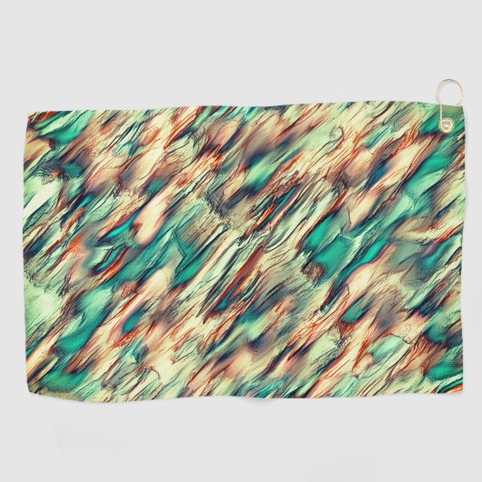 Serviette De Golf Simulation rocheuse ou stalagmite en vert à sépia (Horizontal)