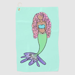 Serviette De Golf sirène arc-en-ciel rose bleu violet vert noir bouc
