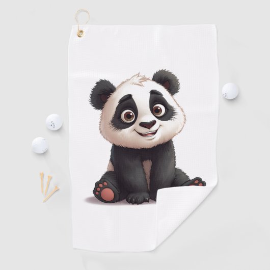 Serviette De Golf Sitting Panda Bear Cartoon Illustration Artwork (En situation)