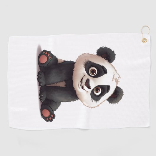 Serviette De Golf Sitting Panda Bear Cartoon Illustration Artwork (Horizontal)