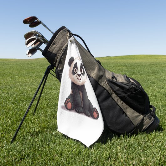 Serviette De Golf Sitting Panda Bear Cartoon Illustration Artwork (Vert)
