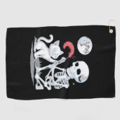 Serviette De Golf Skeleton Chat Halloween drôle mignon Éffrayant ess (Horizontal)