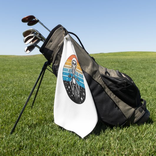 Serviette De Golf Skeleton équitation moto (Vert)
