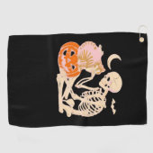 Serviette De Golf Skeleton Hugging Cat Halloween Amoureux des chats  (Horizontal)