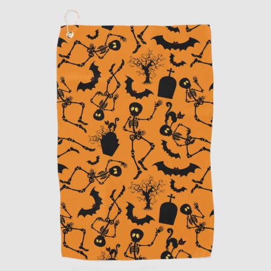 Serviette De Golf Skeletons d'Halloween Macabre Dance (Devant)