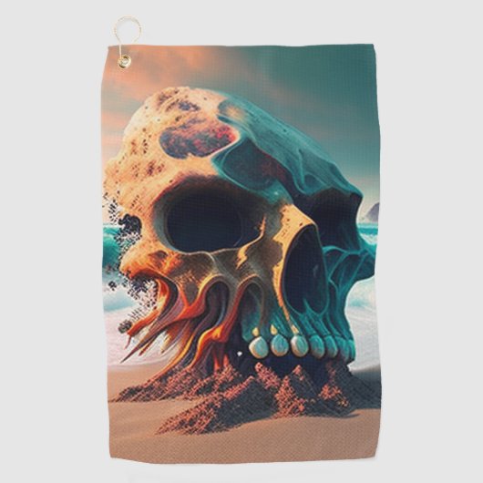 Serviette De Golf Skull on the beach (Devant)