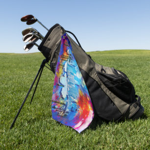 Serviette De Golf SlipperyJoe NYC graffiti lune entourée de tourbill