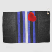 Serviette De Golf SlipperyJoe's cuir drapeau orgueil noir bleu royal (Horizontal)