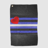 Serviette De Golf SlipperyJoe's cuir drapeau orgueil noir bleu royal (Devant)