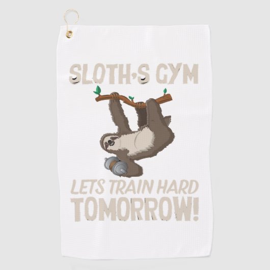 Serviette De Golf Sloth gym Nous entrainons dur Demain (Devant)