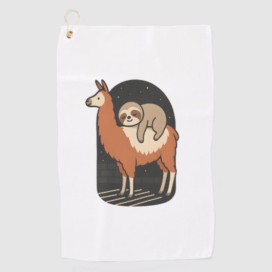 Serviette De Golf Sloth Riding Llama (Devant)