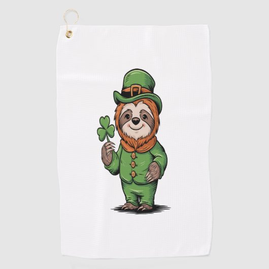 Serviette De Golf Sloth St Patrick's Day Irish Lucky (Devant)