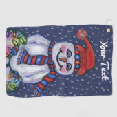 Serviette De Golf Snowman Casquette Scarf Holding String lumières de (Horizontal)