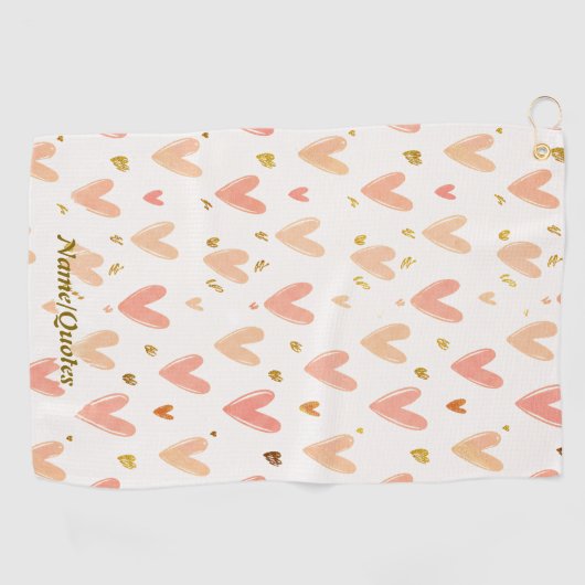 Serviette De Golf Soft Pink Hearts Seamless Pattern (Horizontal)