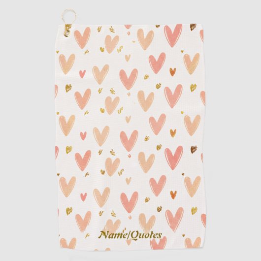 Serviette De Golf Soft Pink Hearts Seamless Pattern (Devant)