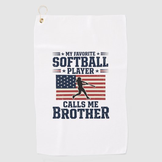 Serviette De Golf Softball Brother Patriotic Vintage Engraving Shirt (Devant)