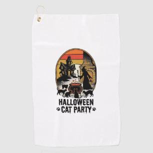 Serviette De Golf Soirée de chat Halloween Design de chats de sorciè