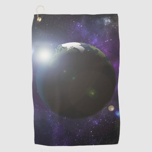 Serviette De Golf Soleil brillant et terre (Devant)
