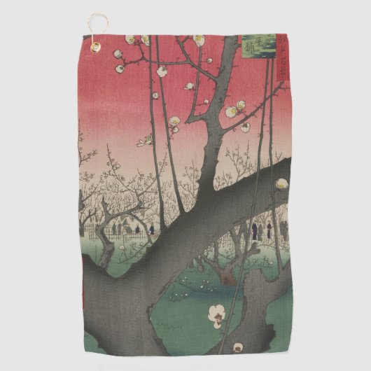 Serviette De Golf soleil couchant japonais pruniers arbres (Devant)