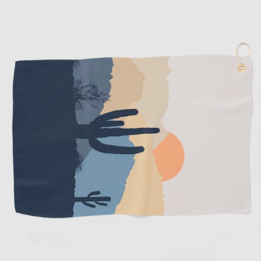 Serviette De Golf Soleil désert bleu et beige (Horizontal)