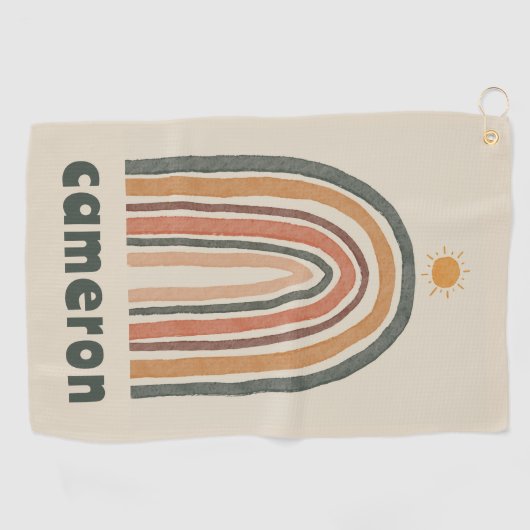 Serviette De Golf Soleil sur un arc-en-ciel (Horizontal)