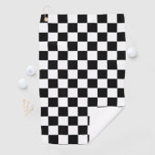 Serviette De Golf Solid Black with White Square Pattern (En situation)