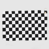 Serviette De Golf Solid Black with White Square Pattern (Horizontal)