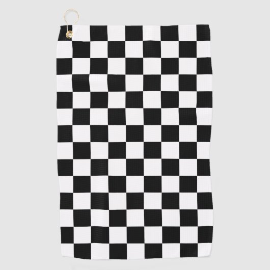 Serviette De Golf Solid Black with White Square Pattern (Devant)