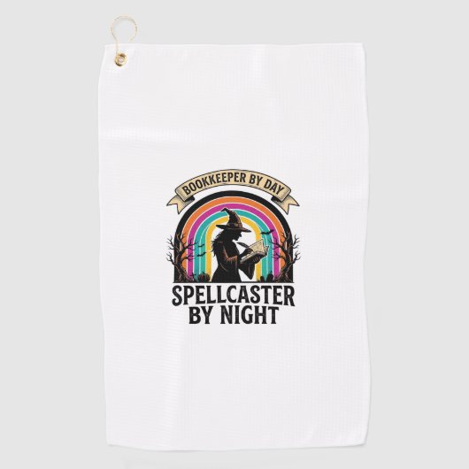 Serviette De Golf Sorcière Comptable Rétro Halloween Comptabilité De (Devant)