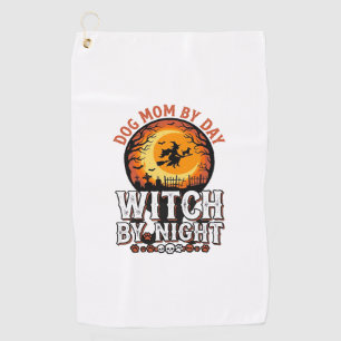 Serviette De Golf Sorcière de nuit Maman Chien T-shirt Halloween Vin