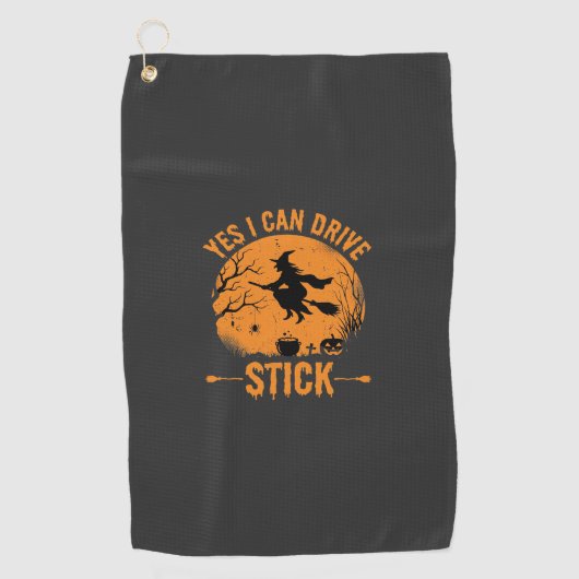 Serviette De Golf Sorcière d'Halloween Drive Stick Graphique_1 (Devant)