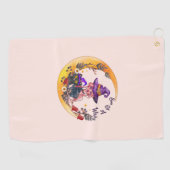 Serviette De Golf Sorcière et chat noir (Horizontal)