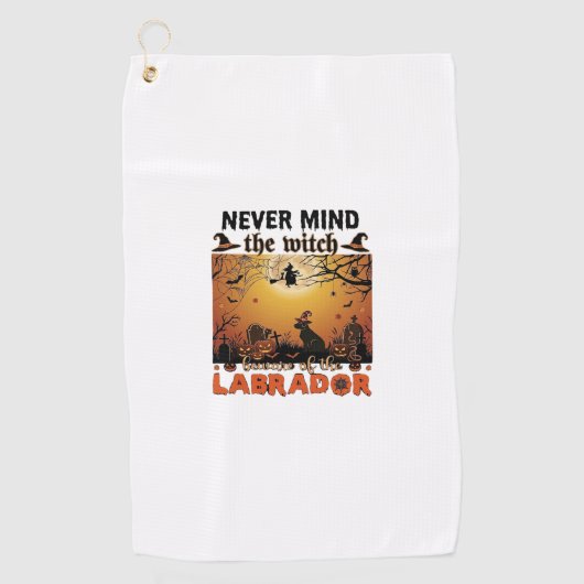 Serviette De Golf Sorcière, n'importe quoi, Labrador Méfiez-vous de (Devant)