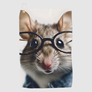 Serviette De Golf Souris de champ Portant des lunettes