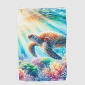 Serviette De Golf Sous la tortue de mer (Devant)