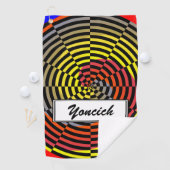 Serviette De Golf Spirale rouge jaune bleu par Kenneth Yoncich (En situation)