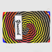 Serviette De Golf Spirale rouge jaune bleu par Kenneth Yoncich (Horizontal)