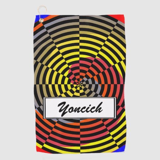 Serviette De Golf Spirale rouge jaune bleu par Kenneth Yoncich (Devant)