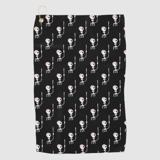 Serviette De Golf squelette d'Halloween avec une épée (Devant)