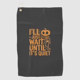 Serviette De Golf Squelette drôle d'Halloween attendant un design si
