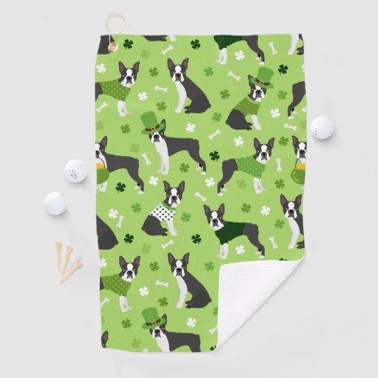 Serviette De Golf St. Patrick's Day Boston Terrier (En situation)