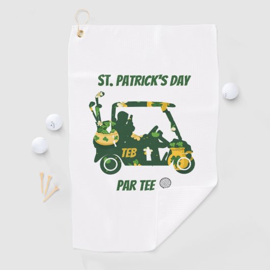 Serviette De Golf St. Patrick's Day Golf Par Tee Monogramed (En situation)