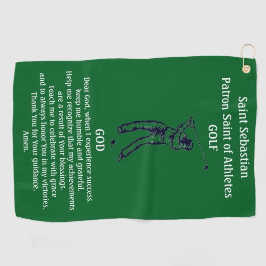 Serviette De Golf St. Sebastian Patron St. d'Athlètes Golf Catholiqu (Horizontal)
