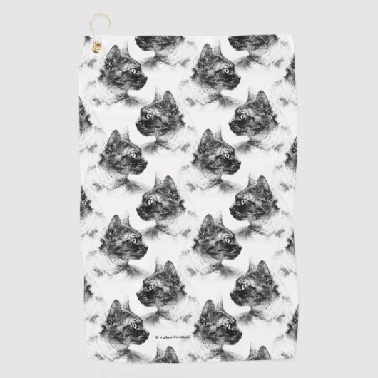 Serviette De Golf Stella le chat gris (Devant)