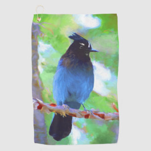 Serviette De Golf Steller's Jay Painting - Art original pour oiseaux