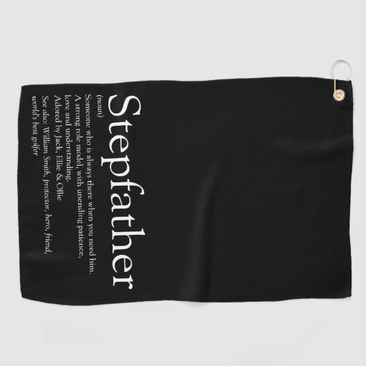 Serviette De Golf Stepfather, Stepdad Définition Noir et blanc (Horizontal)