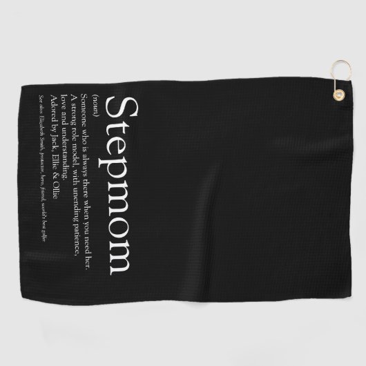Serviette De Golf Stepmaman Stepmère Moderne Fun Noir et Blanc (Horizontal)